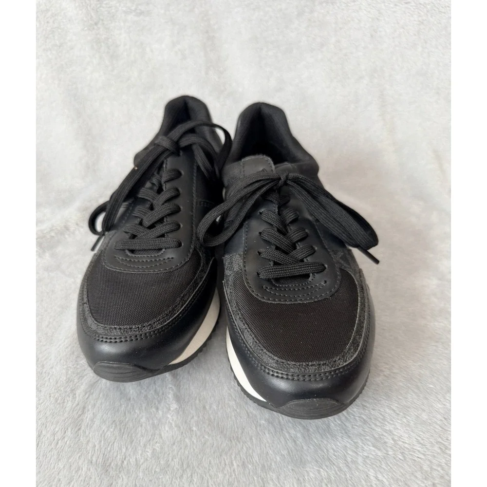 Michael Kors Andi Canvas signature logo trainer sz 7 Black Shoes Sneakers